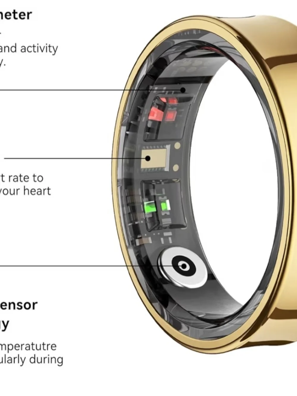 Smart Ring Health Tracking For Both Men And Women Polished Gold #7